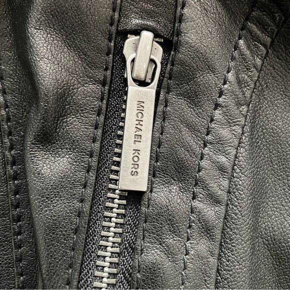Michael Kors black leather coat jacket 
Size XS - Picture 2 of 6